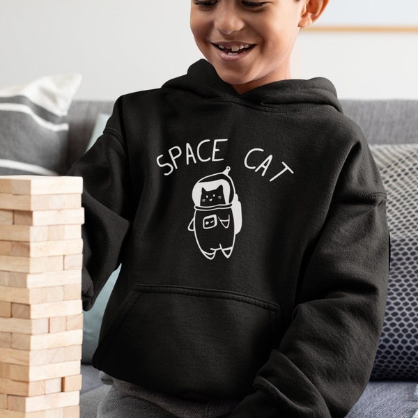 Space Cat Kids Hoodie / Unisex Kids Hoodie, Space Cat, Childrens Hoodie, Kids Birthday Gift