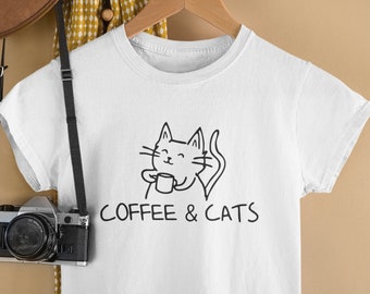 Coffee And Cats TShirt / Funny Design Addict Coffee, Coffee Drinker Lover Starbucks Gift, Foodie Gift