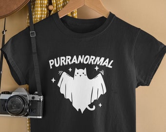 Purranormal Halloween Tshirt / Ghost Tshirt, Ghost Cat, Spooky Tee, Halloween Cat TShirt, Unique Shirt