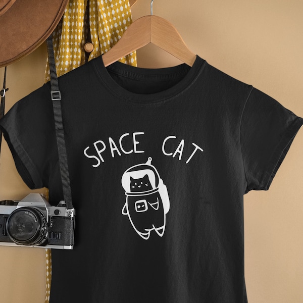 Camiseta Space Cat / Amantes del espacio, Gatos en el espacio, Amantes de la astronomía, Espacio exterior, Cohete, Camisa peculiar