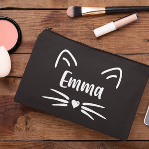 Personalised Cat Makeup Bag /  Cat Accessory Bag, Cosmetic Bag, Custom Bag, Gifts for her, Valentines Gift, Personalised Design