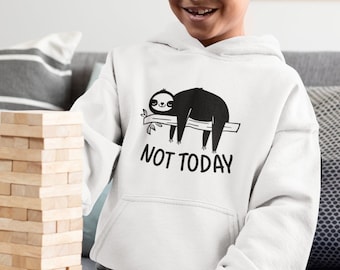 Sweat à capuche pas aujourd'hui / Vêtements pour enfants, Amateurs de paresseux, Vêtements pour jeunes, Cadeau unique mignon pour enfants