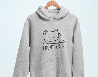 Felpa Con Cappuccio Unisex "I Just Don't Care" – Hotscamp – Grumpy Moody – Cotone, Taglia Regolare