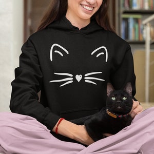 Cat Ears Hoodie / Simple Cat Design, Casual Hoodie, Cat Lover Hoodie