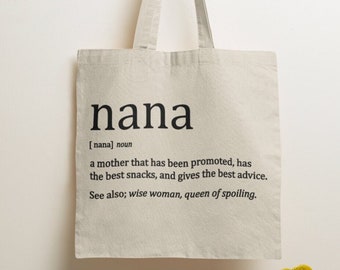 Nana Definition Tote Bag / MULTIPLE CHOICES / Grandma Gifts, Gran, Nanny, Grandparents