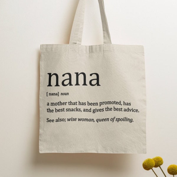 Nana Definition Tote Bag / MULTIPLE CHOICES / Grandma Gifts, Gran, Nanny, Grandparents