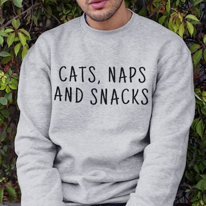 Trui katten dutjes en snacks / trui kat citaat citaat, katten en dutjes, leuke trui cadeau, trui kattenliefhebber, unisex trui