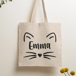 Personalised Cat Tote Bag / Personalised Name Bag, Shopping Bag, Personalised Tote Bag Design, Personalised Cat Lover Gift