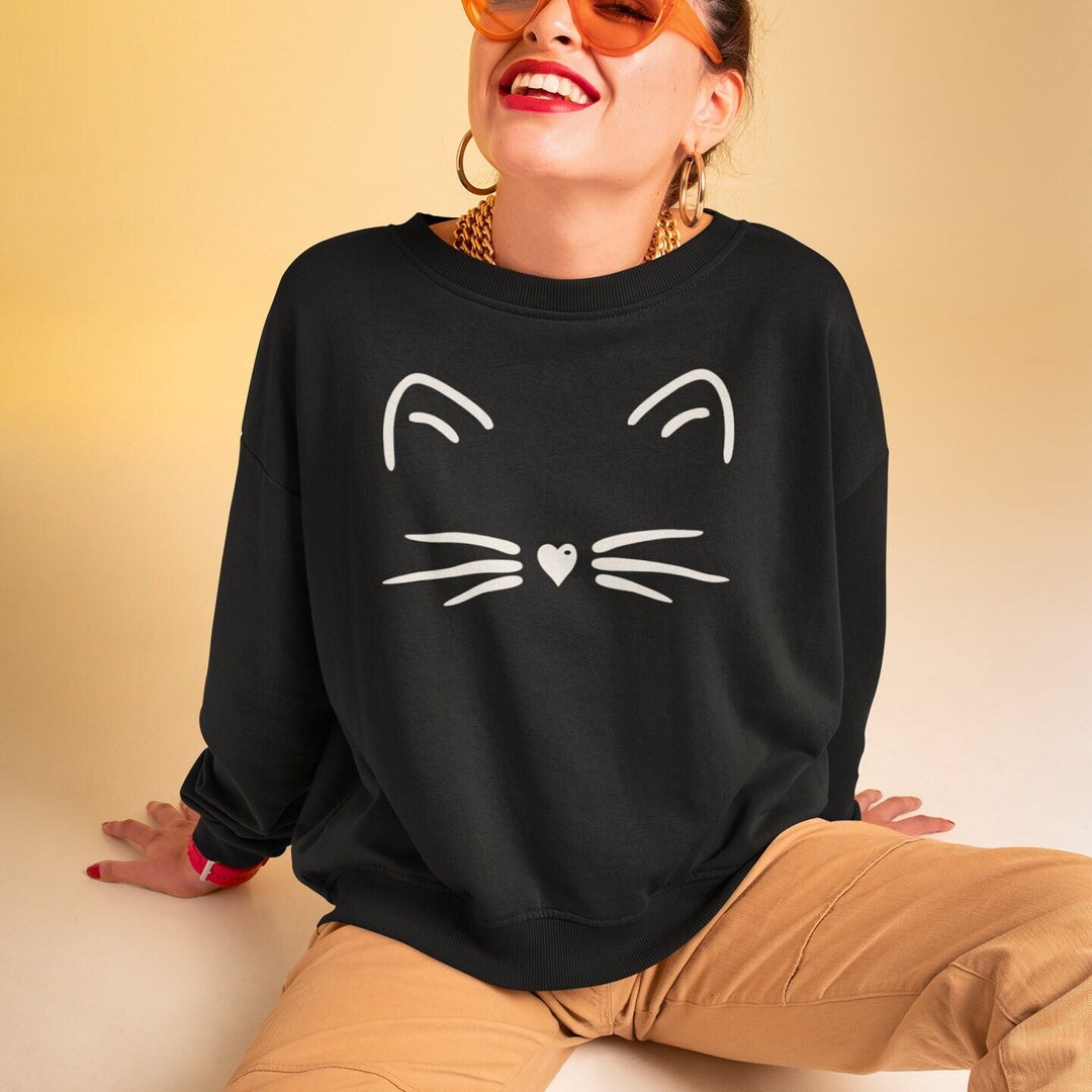 Simple Cat Face Jumper / Simple Cat Design Casual Sweater - Etsy