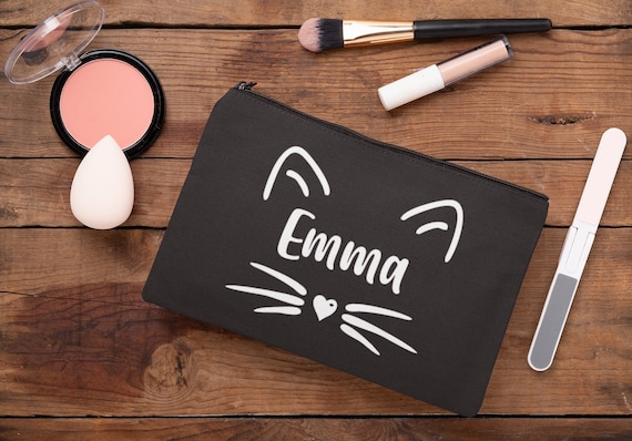 Niedliche Make-up-Tasche "A Girl Loves Animals" – Kosmetikorganizer Aus Baumwolle/Leinen (ca. 25x17x5 Cm)