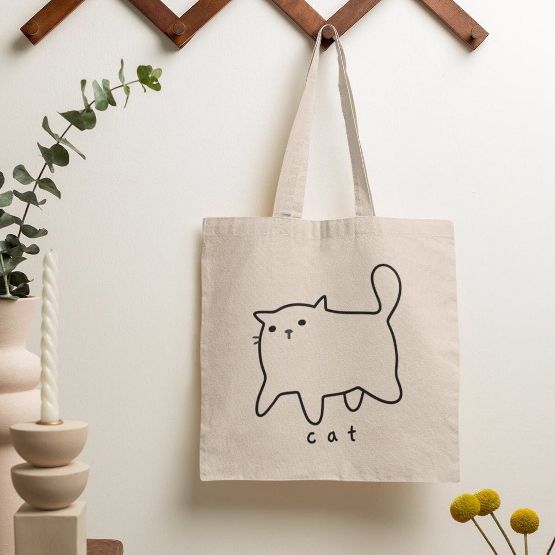 Cat Tote Bag, Aesthetic Tote Bag with Pockets, Hippie Cat Lovers Gift, Cat  Mom Canvas Bag, Pro Choice Pro Feminism, Funny Cat Themed Gifts