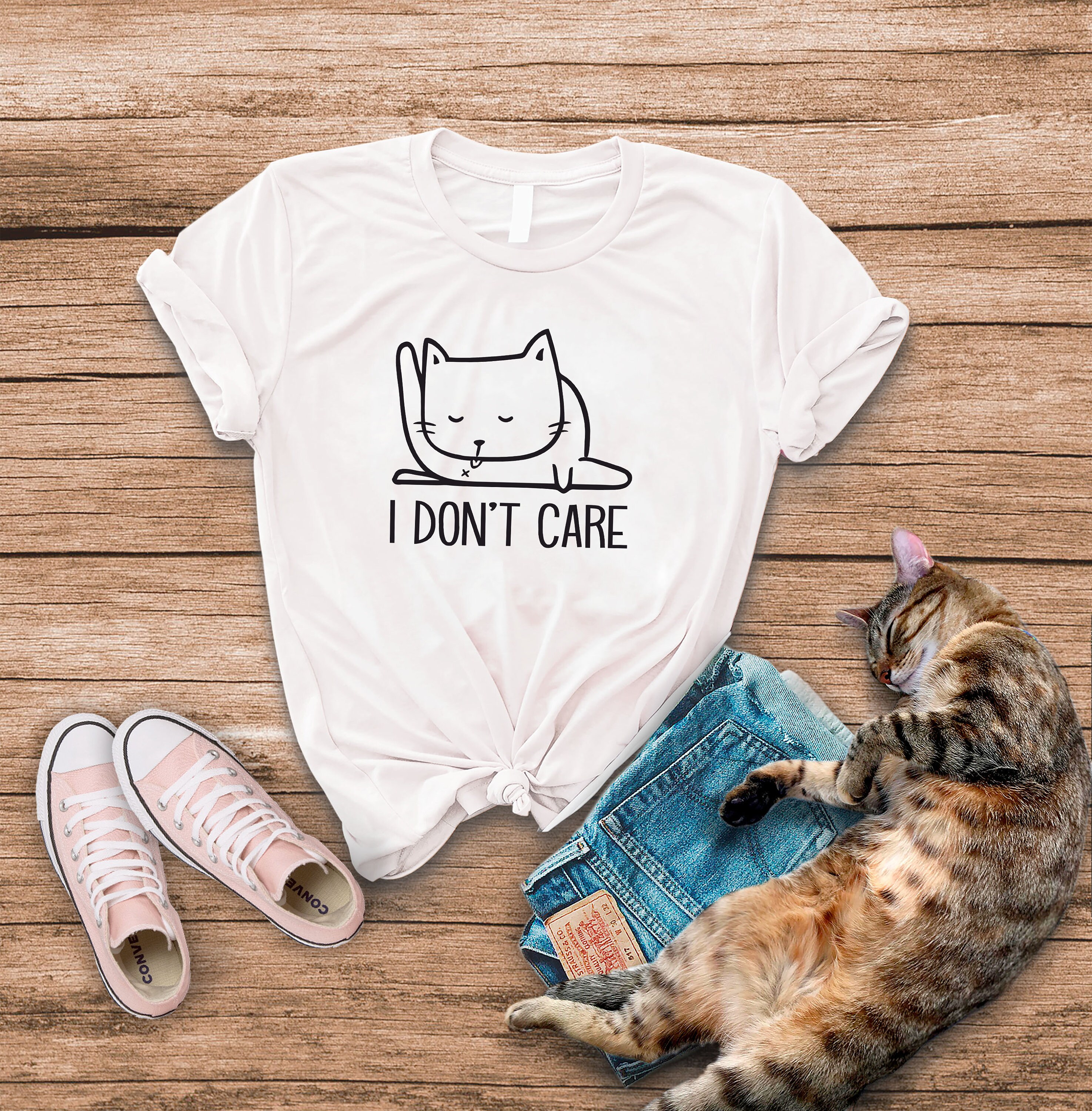I Don't Care Cat Shirt / Cat Licking Butt, Funny Shirt for Teens
