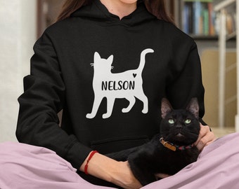 Sudadera con capucha con nombre de gato personalizada: nombre personalizado, regalos personalizados, regalo para amantes de los gatos, regalo único