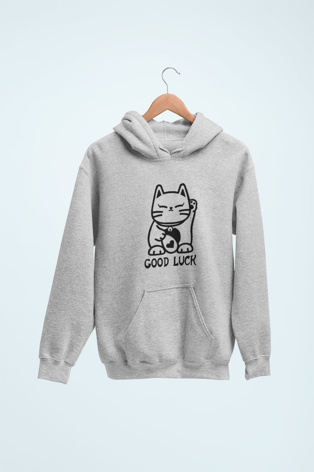 Sweat à Capuche Vintage Avec Motif Chat Drôle - Coupe Classique, 241 G, Col Tissé