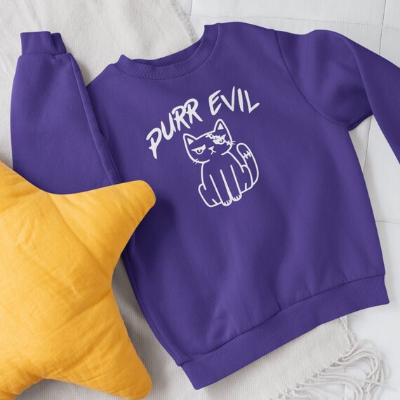 Kids Purr Evil Cat Sweater / Halloween Sweater, Childrens Sweater, Scary Design