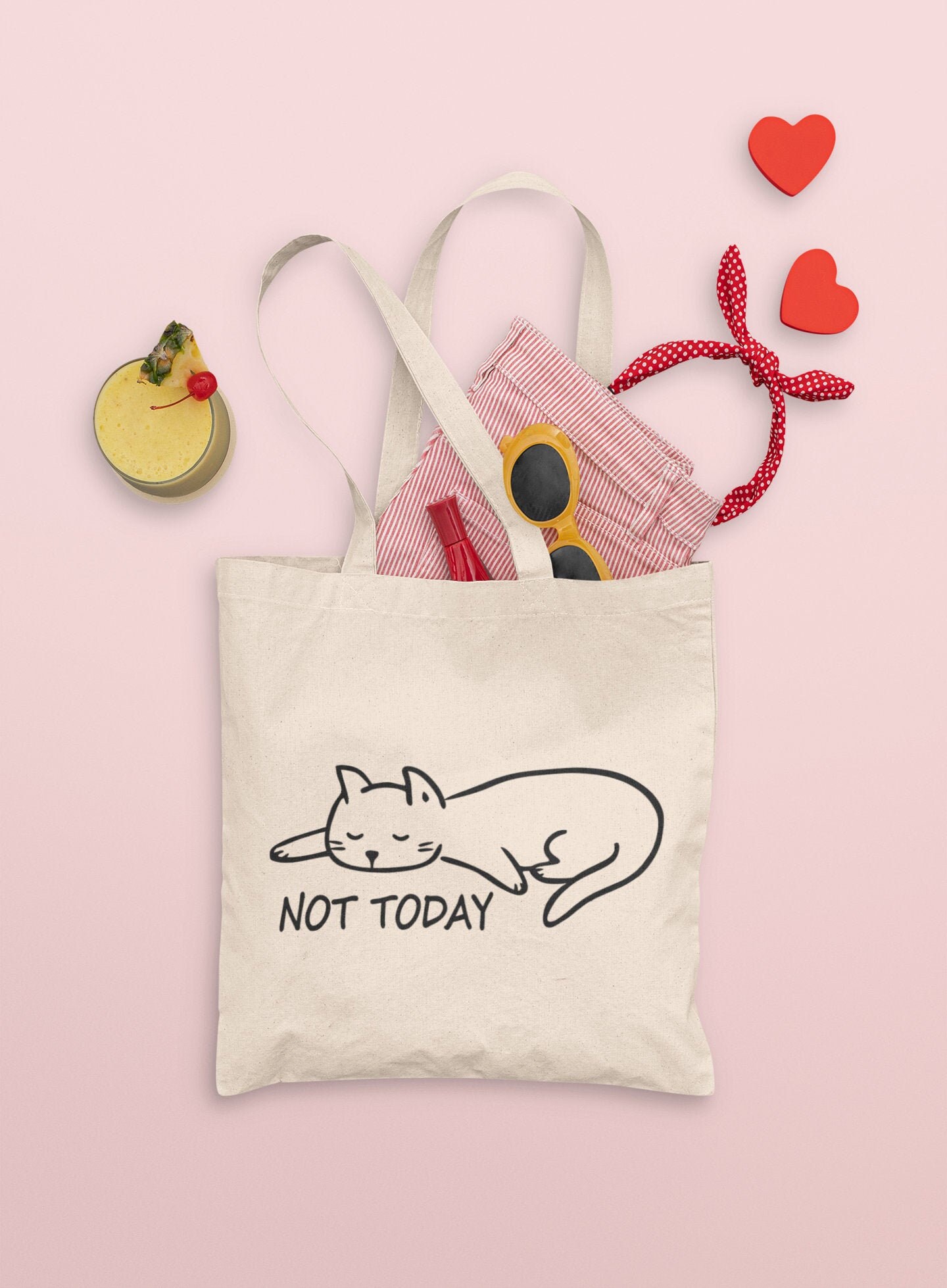 Lazy Cat Tote Bag Not Today Funny Cat Bag Cat Gift Bag Birthday Present Gifts for Women Etsy