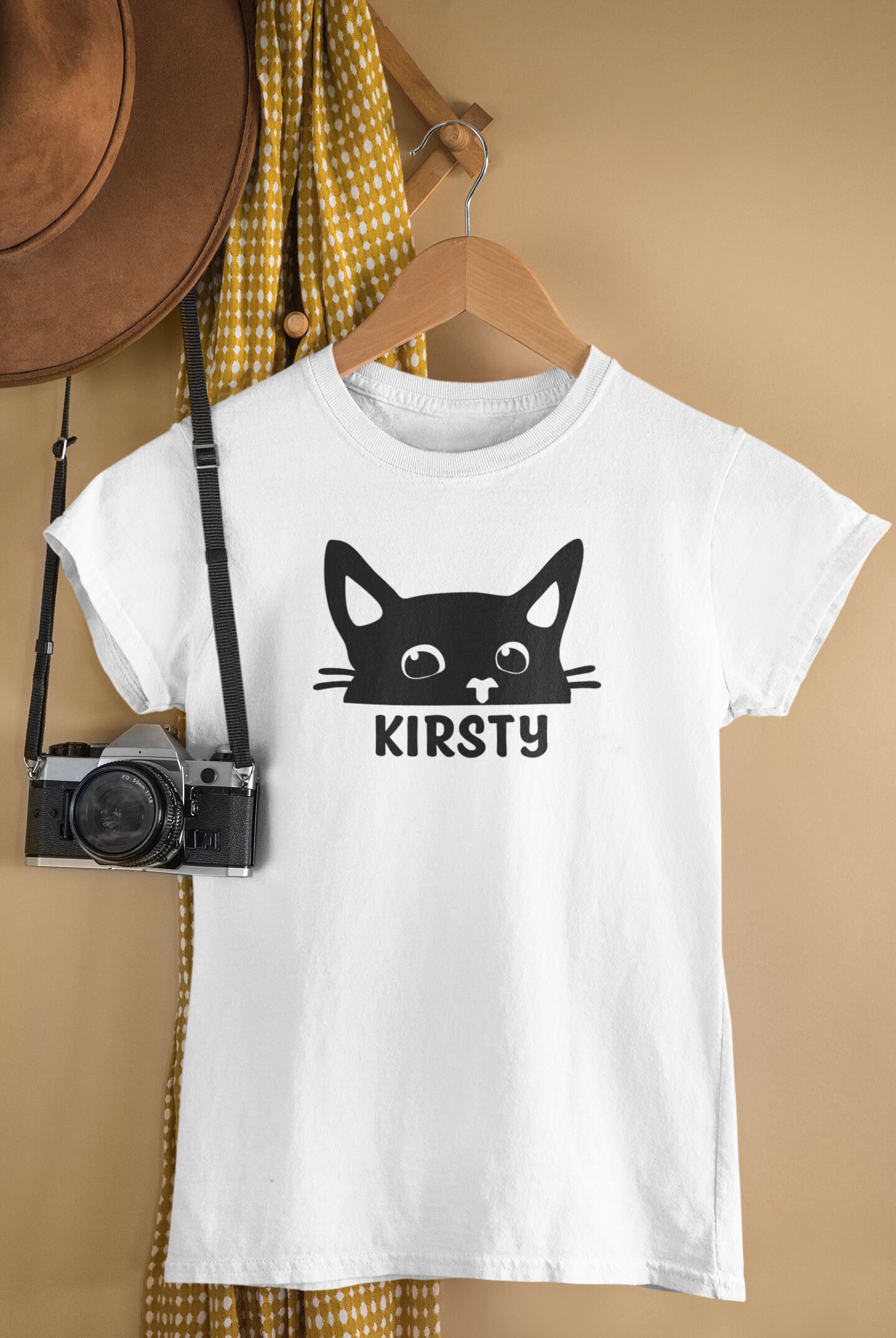 Peeping Cat T-Shirt / Personalised Cat Gift, Personalised Gift, Custom Gift, Custom Name, Gifts for cat lovers