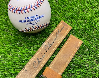 Handcrafted Yankees Chris Chambliss distressed baseball glove watch strap