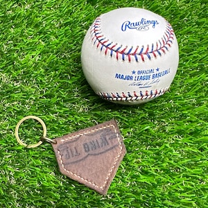 Handcrafted Rawlings wing tip baseball glove home plate keychain