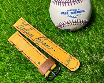 Handcrafted Nolan Ryan baseball glove watch strap