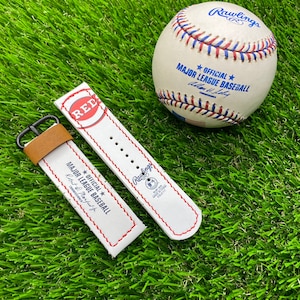 Handcrafted Cincinnati Reds baseball watch strap