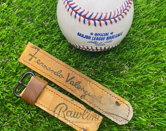 Handcrafted Distressed Fernando Valenzuela baseball glove watch band