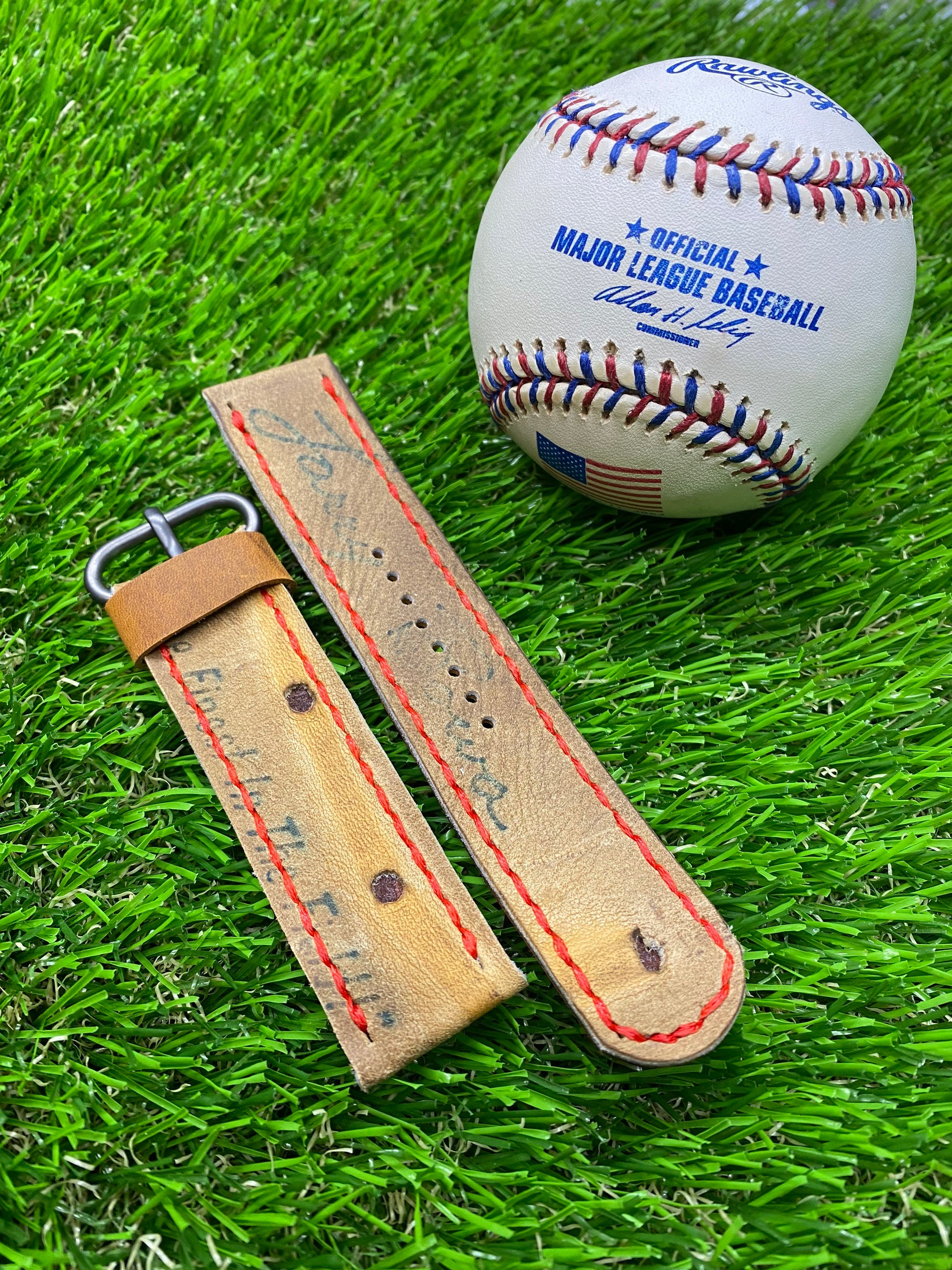 VaughnLeatherCo Handcrafted Distressed Louisville Slugger Baseball Glove Watch Band