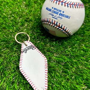 Handcrafted Game used Rawlings baseball keychain