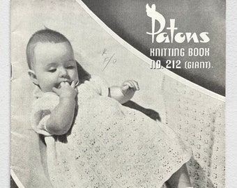 Vintage Patons Giant Knitting Pattern Book No.212 - 12 Beautiful Patterns For Babies