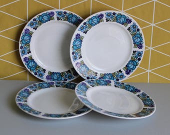 Vintage Ridgway Fine Bone China Cake Plates: 1960s Amanda Floral Design