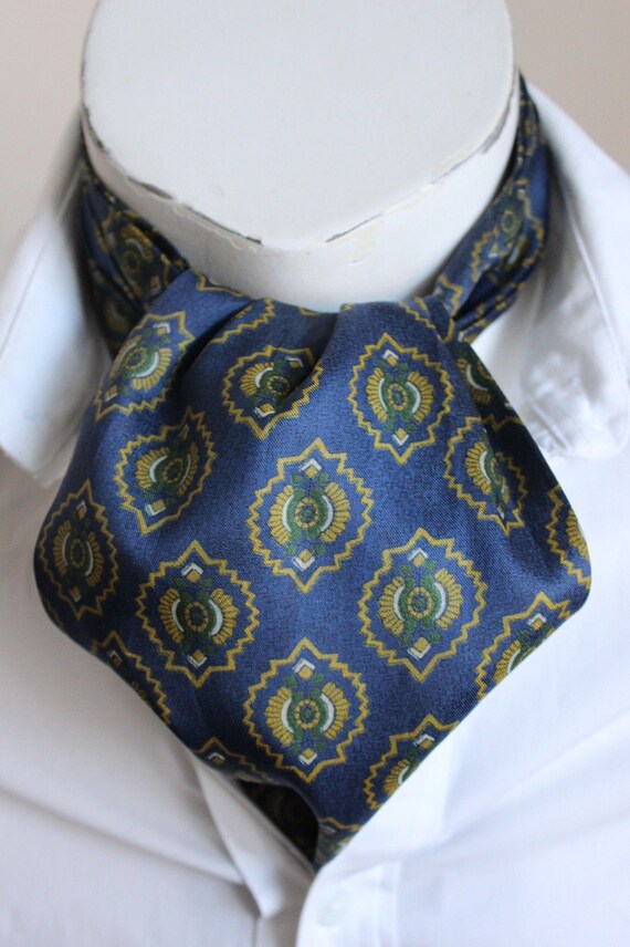 Cream and Gold Abstract Paisley Ascot Cravat Neck Tie by Sammy Men/'s Vintage 70/'s Brown Burgundy Black
