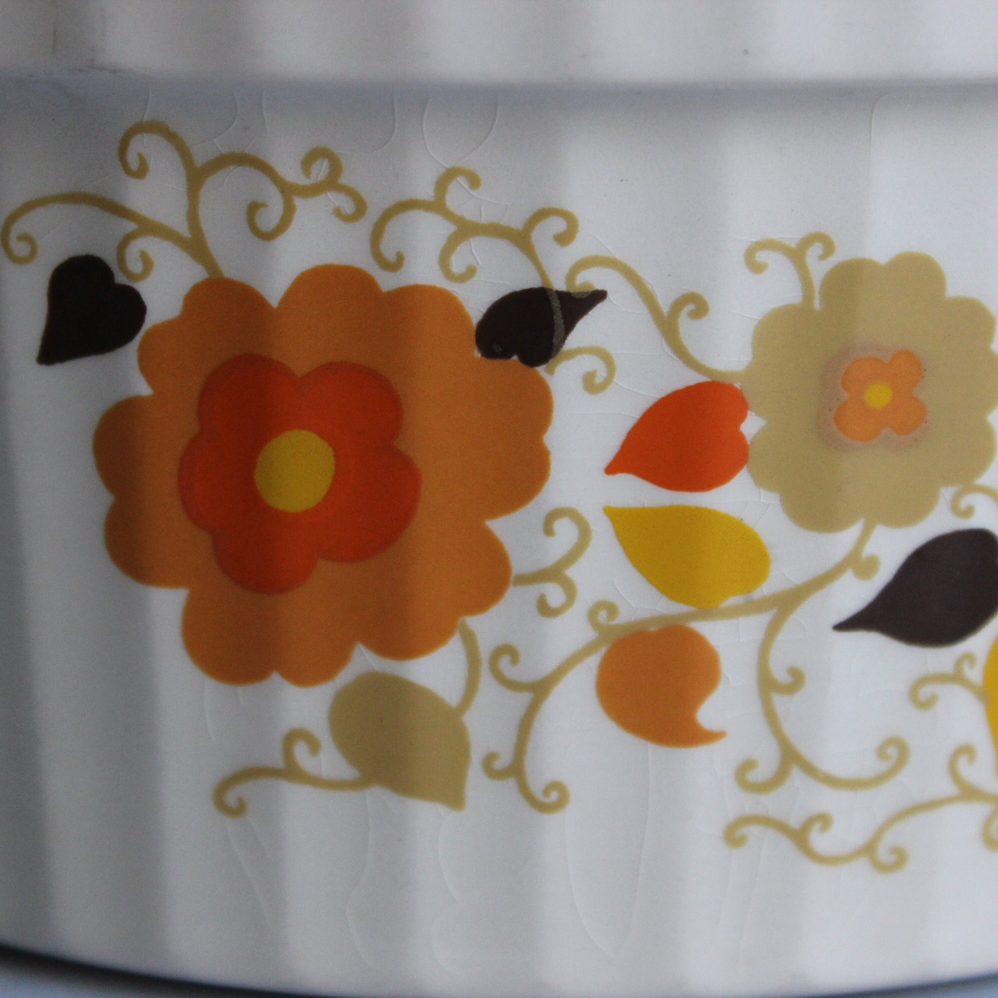 Vintage 60s 70s Crown Devon Orange 'carnaby Daisy' Retro Flower Power ...