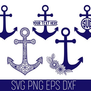 Anchor SVG File, Mandala Anchor SVG, Anchor Monogram SVG, Floral Anchor Svg, Anchor Cut File, Nautical Svg, Split Anchor Svg, Anchor Cricut image 1