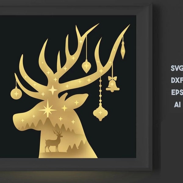 Christmas Shadow Box SVG File, Christmas Scene SVG, Christmas Lightbox SVG, Christmas 3D Paper Cut, Layered Reindeer Shadow Box Weihnachten Christmas Shadow Box SVG File, Christmas Scene SVG, Christmas Lightbox SVG, Christmas 3D Paper Cut, Layered Reindeer Shadow Box Weihnachten