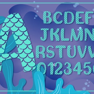 Mermaid SVG Alphabet, Mermaid Alphabet, Mermaid Scales SVG, Mermaid Font SVG, Mermaid Numbers Svg, Mermaid Letters Svg, Mermaid Monogram Svg
