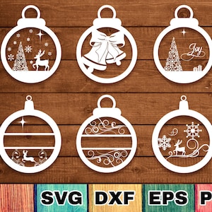 Adornos navideños SVG, SVG de Navidad, Adornos navideños Cricut, Adornos navideños SVG, Copo de nieve SVG, Reno SVG, Archivos SVG de Navidad