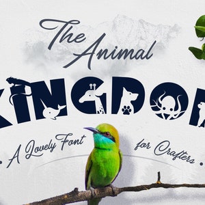 Craft-lettertype Animal Kingdom. Lettertype Wilde dieren, lettertype Animals Silhouette, lettertype Wildlife