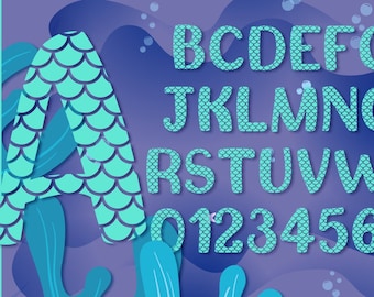 Mermaid SVG Alphabet, Mermaid Alphabet, Mermaid Scales SVG, Mermaid Font SVG, Mermaid Numbers Svg, Mermaid Letters Svg, Mermaid Monogram Svg