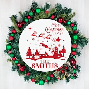 Wesoła scena świąteczna SVG, zabawny plik świąteczny SVG, Christmas Cricut, scena wioski bożonarodzeniowej SVG, scena zimowa SVG, okrągłe świąteczne SVG