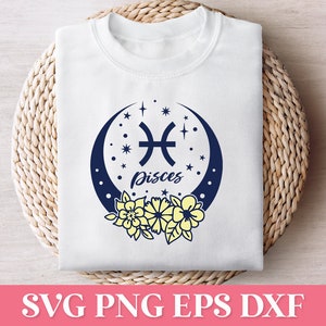 Vissen bloemen sterrenbeeld SVG, dierenriem Tumbler Design SVG, vissen astrologie teken SVG, dierenriem bundel Svg Png, sterrenbeeld Svg, horoscoop Svg