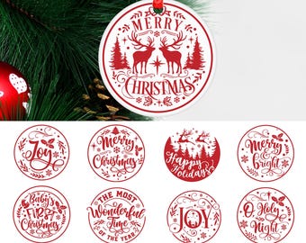 Round Christmas Ornaments SVG Cut Files Pack for Cricut and Silhouette Studio