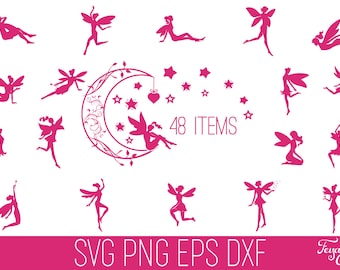 Fairy SVG Bundle, Silhouette Clipart, Cricut Cut Files (Digital Download)