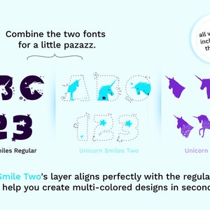 Unicorn Smiles Font | Layered Unicorn Cutout Alphabet (OTF & TTF) - Etsy