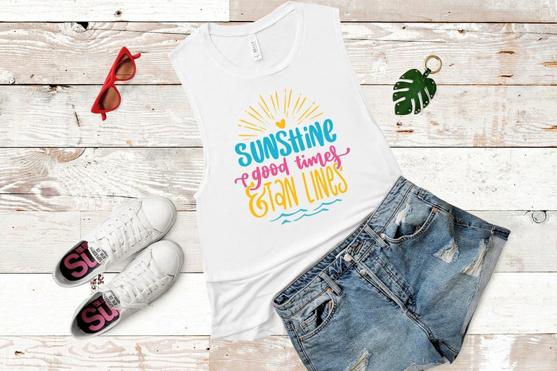 Sunshine good times and tan lines SVG, Summer SVG PNG, Beach Life Svg, Beach Quote Svg, Summer Quote Svg, Summer Shirt Svg, Beach Hair Svg image 2