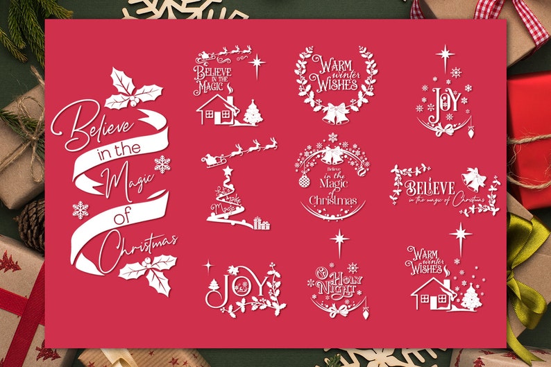 Christmas SVG Bundle, Christmas Bundle Cricut, Christmas Joy SVG, Warm Winter Wishes SVG, Christmas Svg Cricut, O Holy Night Svg Cricut image 1