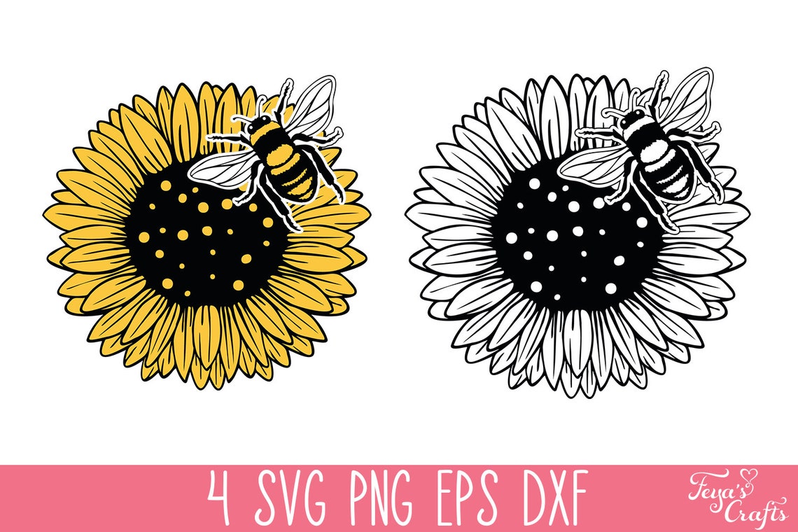 Sunflower and Bee SVG Bee SVG Cut File Sunflower SVG Bee Etsy Hong Kong