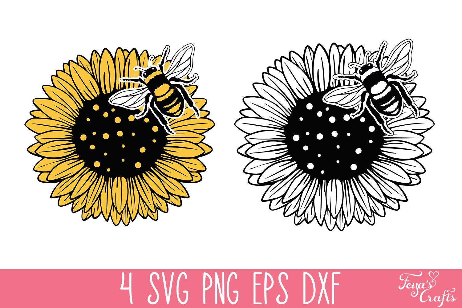 Sunflower and Bee SVG Bee SVG Cut File Sunflower SVG Bee Etsy