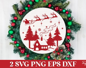 Christmas Scene SVG, Winter Scene SVG, Christmas Village PNG, Merry Christmas Svg, Christmas Laser Cut, Plotterdatei Weihnachten Svg