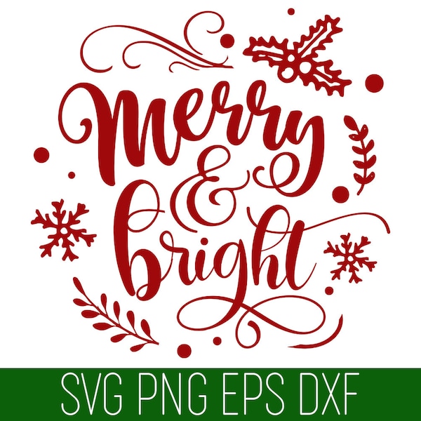 Merry and Bright SVG, Christmas SVG, Merry & Bright SVG Cricut, Christmas Cut File, Christmas Cricut, Merry Christmas Svg, Winter Cricut