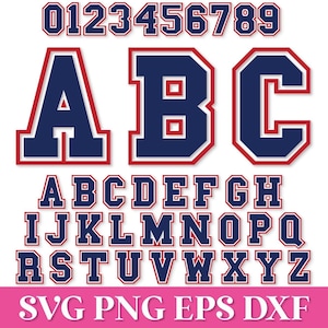 Alfabeto SVG de fuente universitaria en capas para Cricut, archivos de corte de letras universitarias en capas